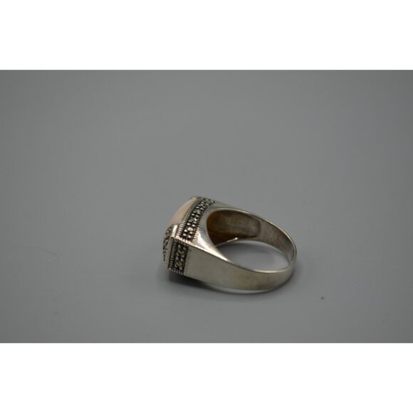 Light Pink Stone Cocktail Ring Ornate Size 9 Thailand 925 Sterling Silver 8.07g - Picture 6 of 8